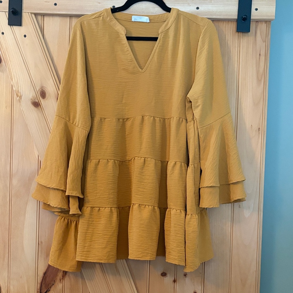 Zenana Outfitters Mustard Bell Sleeve Tunic